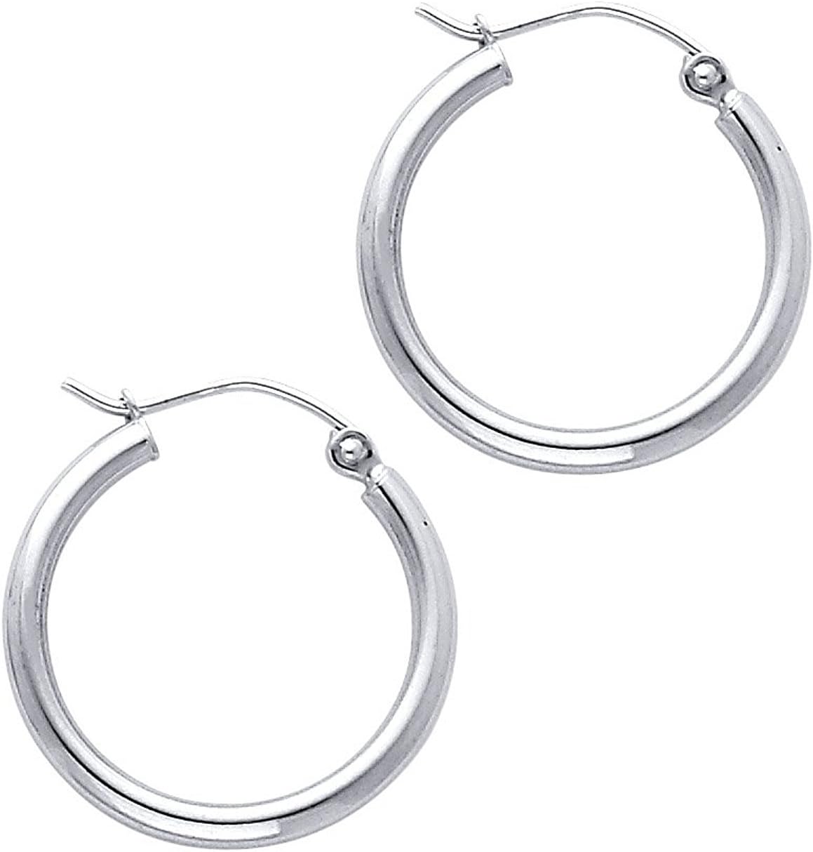 Detalle 2 de Prins Jewels Boucles d'oreilles créoles en or blanc 14 carats 585 – largeur 2 mm, longueur au choix