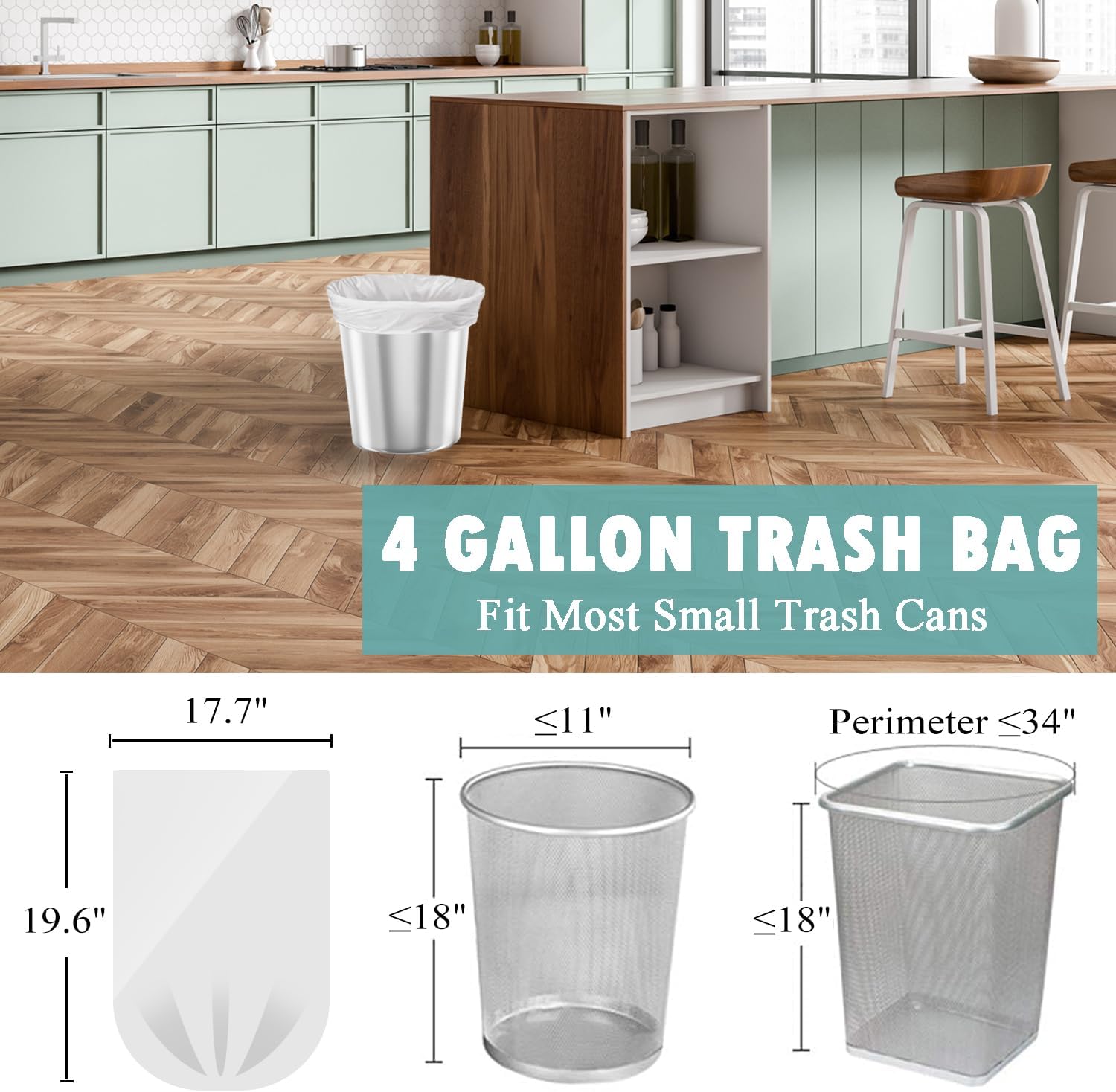 Thumbnail 1 de Small Trash Bags 4 Gallon - 105 Count (Unscented, White, 4 Gal)
