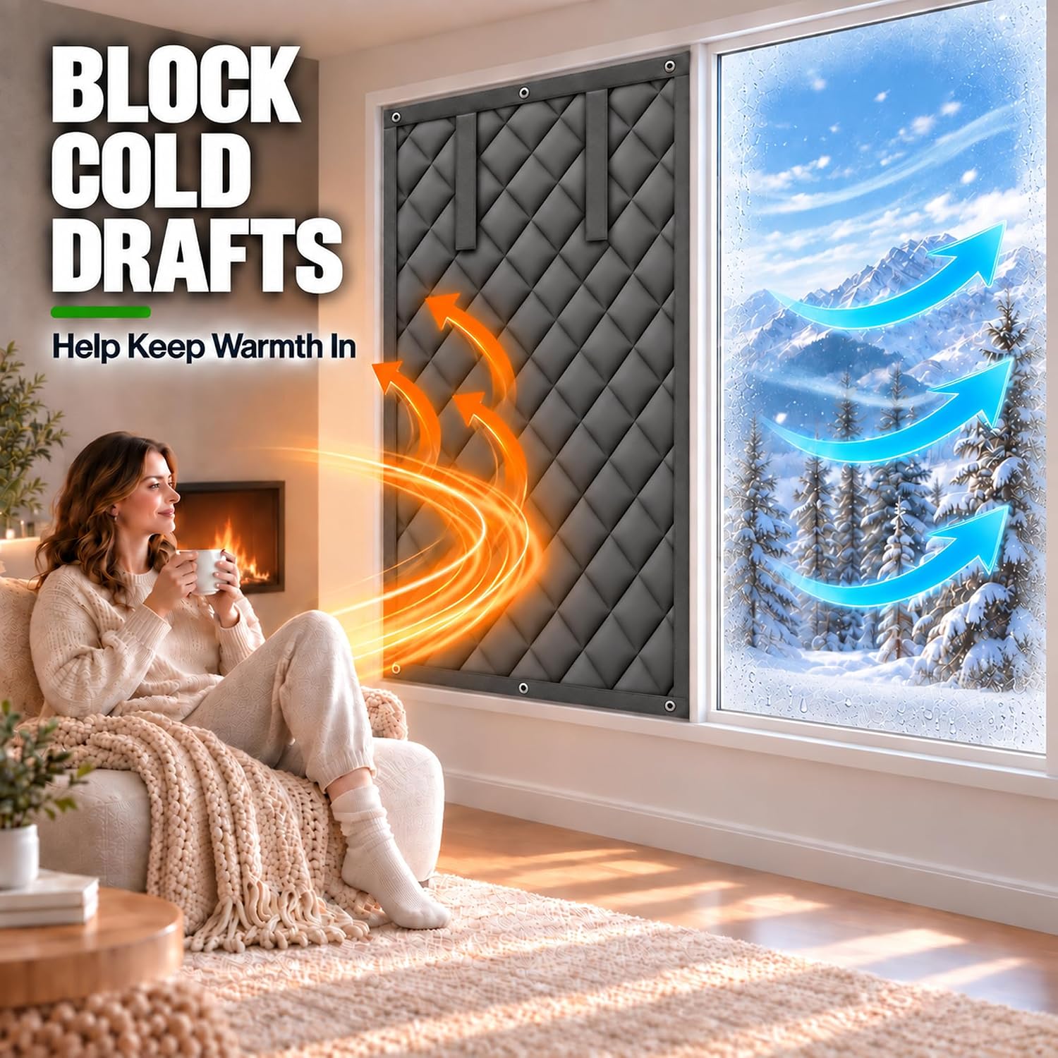 Detalle 2 de AGHITG 3660 Thermal Window Insulation Cover, 38 x 62 in. Oxford Fabric