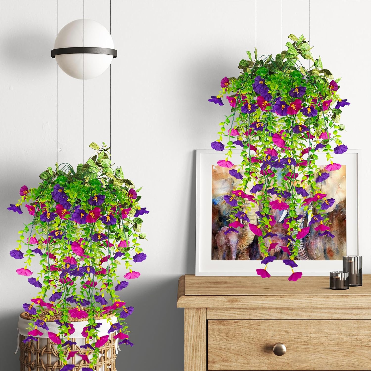 Detalle 2 de ADORAMOUR kunstmatige morning glory-slingers, set van 4, UV-bestendig