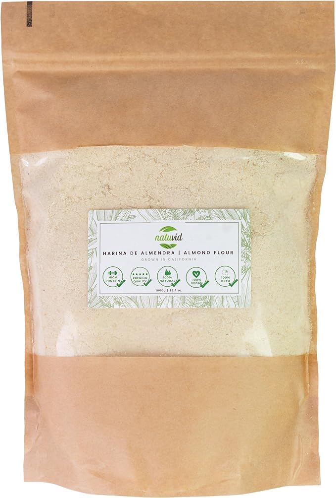 Detalle de Farine d'amande crue, moulue et épluchée – 1 kg, Keto-friendly et vegan
