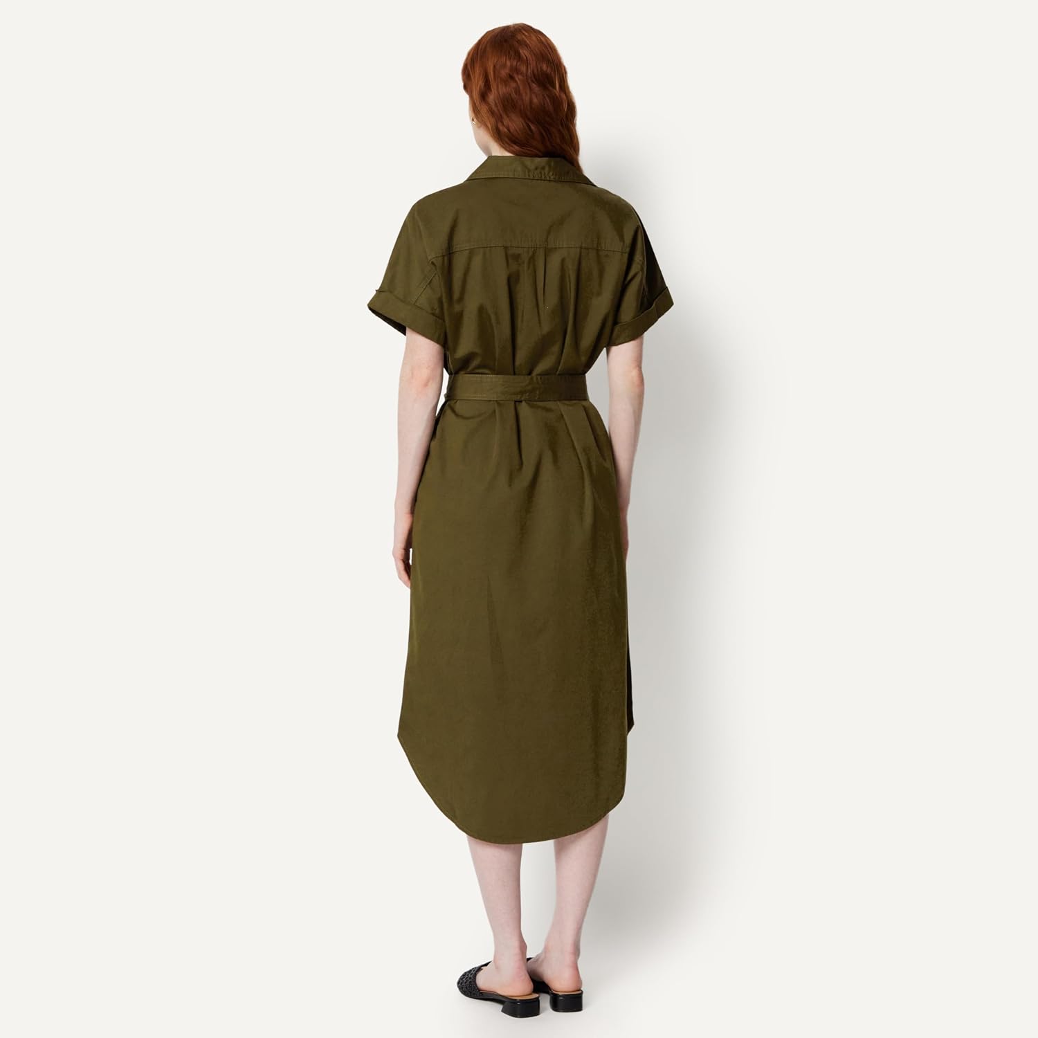 Detalle de Amazon Essentials Damen Hemdkleid aus Denim mit Gürtel und Knopfleiste