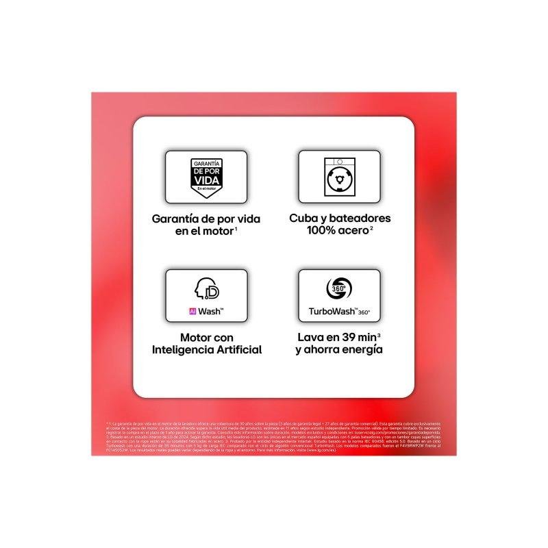 Thumbnail 1 de LG F2X50S8TLC 8 kg lavadora AI Direct Drive