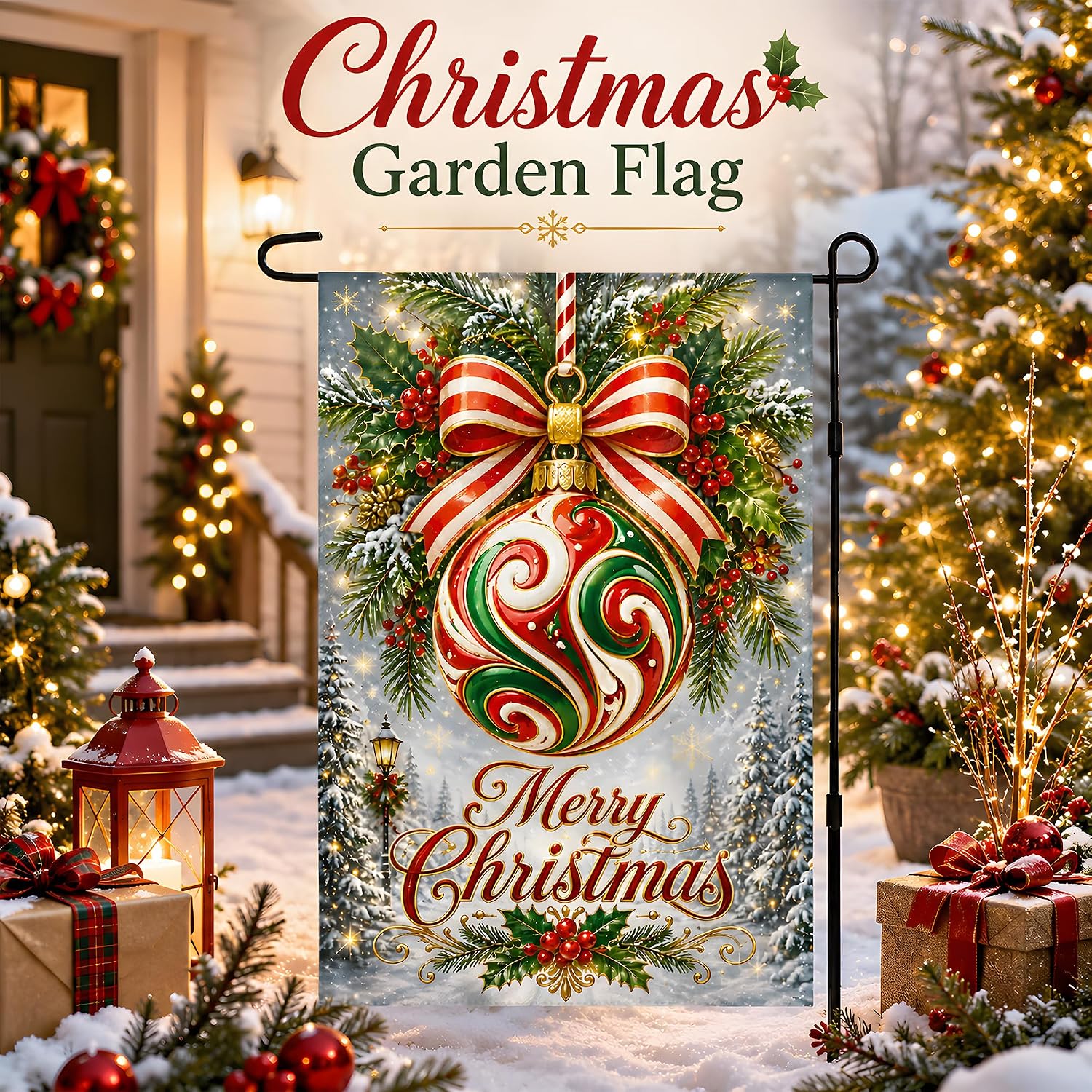 Detalle 2 de OHOME Christmas Garden Flag, Double-Sided Polyester, 12 x 18 Inch