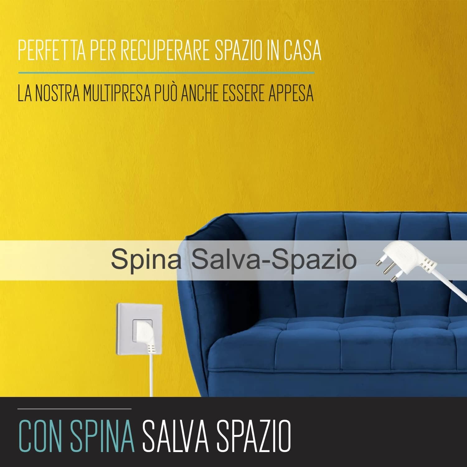 Thumbnail 6 de EW3922: Multipresa a 6 Posti con Prese Italiane 10A e Schuko, Cavo 5 m, Angolate 45°