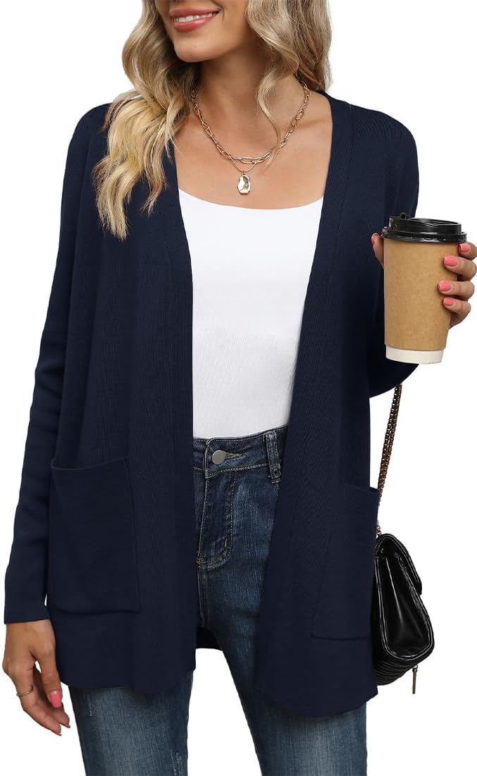 Detalle de Yommay Cardigan for Women – Loose Casual Open Front Knit with Pockets