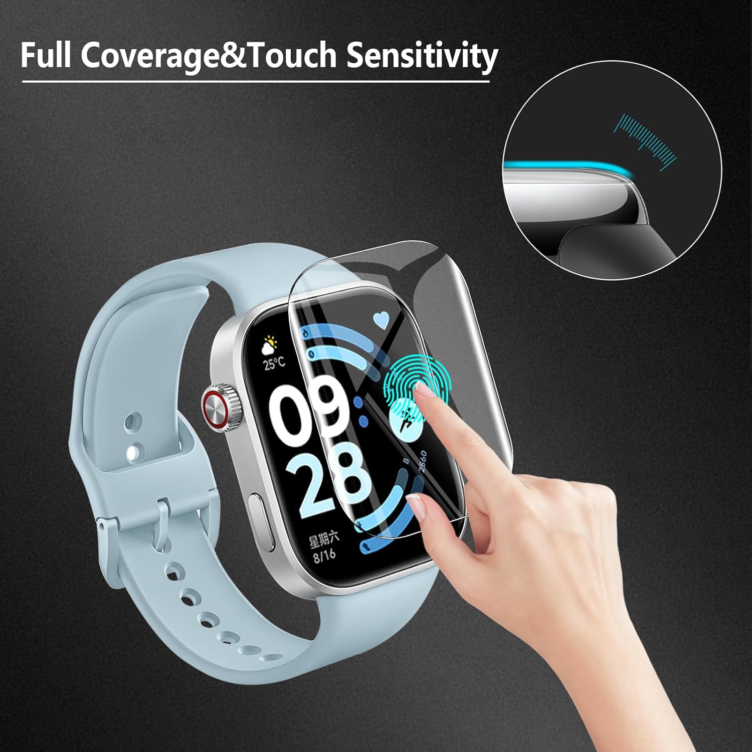 Thumbnail 2 de WFTE Screen Protector for Xiaomi Redmi Watch 6 (4-Pack) – Flexible TPU, Full Coverage