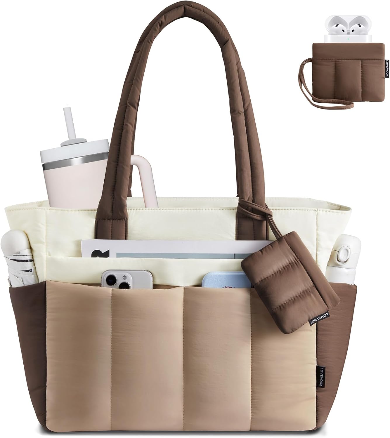 Detalle de LOVEVOOK Lightweight Puffer Tote Bag for Women