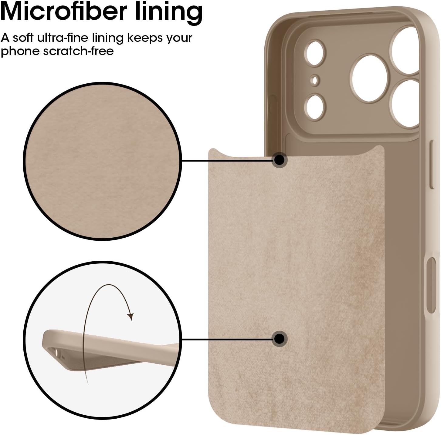 Detalle de KPPIT Silicone Case for iPhone 17 Pro Max (Khaki) – Slim, Shock‑Absorbent & Full Camera Protection