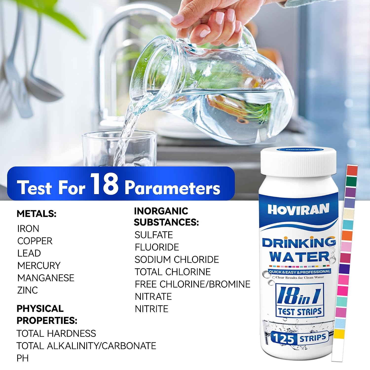 Thumbnail 2 de Water Testing Kits for Drinking Water – 18‑in‑1 125‑Strip Home Test Kit