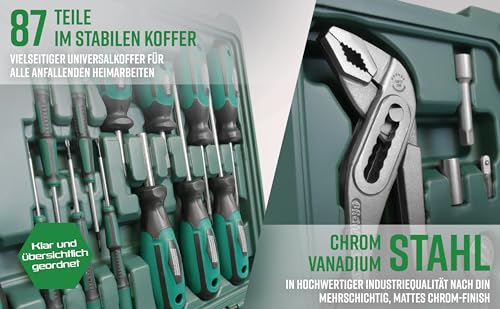 Thumbnail 2 de Brüder Mannesmann Werkzeugkoffer, 87-teilig – M29084: Chrom-Vanadium-Werkzeugset im stabilenKoffer