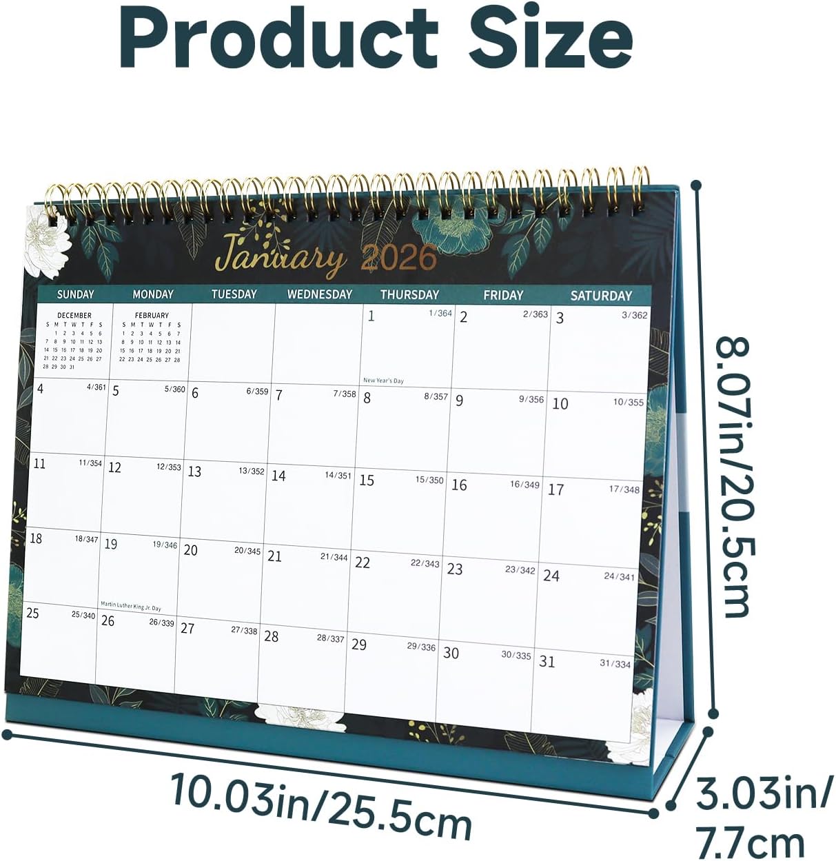 Thumbnail 1 de Andiker 2026 Desk Calendar (Jan–Dec 2026) with Thick Paper & Twin-wire Binding, Dark Blue