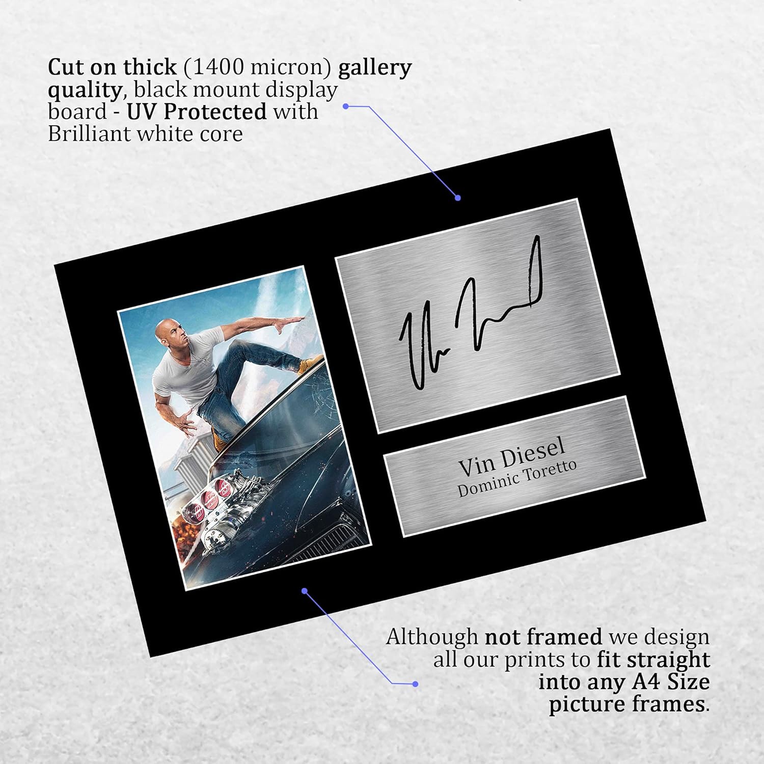 Thumbnail 2 de HWC Trading Vin Diesel signed A4 printed autograph Dominic Toretto Fast & Furious display photo