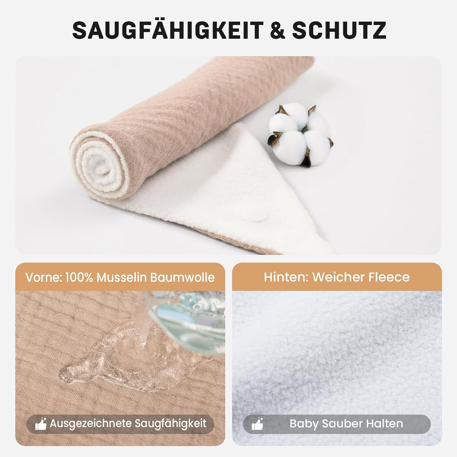 Detalle 1 de IKWOLETI Lätzchen Dreieckstuch Musselin 8er Pack