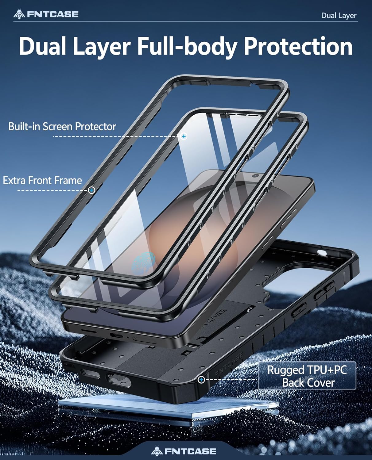 Detalle de FNTCASE for Samsung Galaxy S26 Ultra Case with Built-in Screen Protector, Kickstand & Rugged TPU Protection