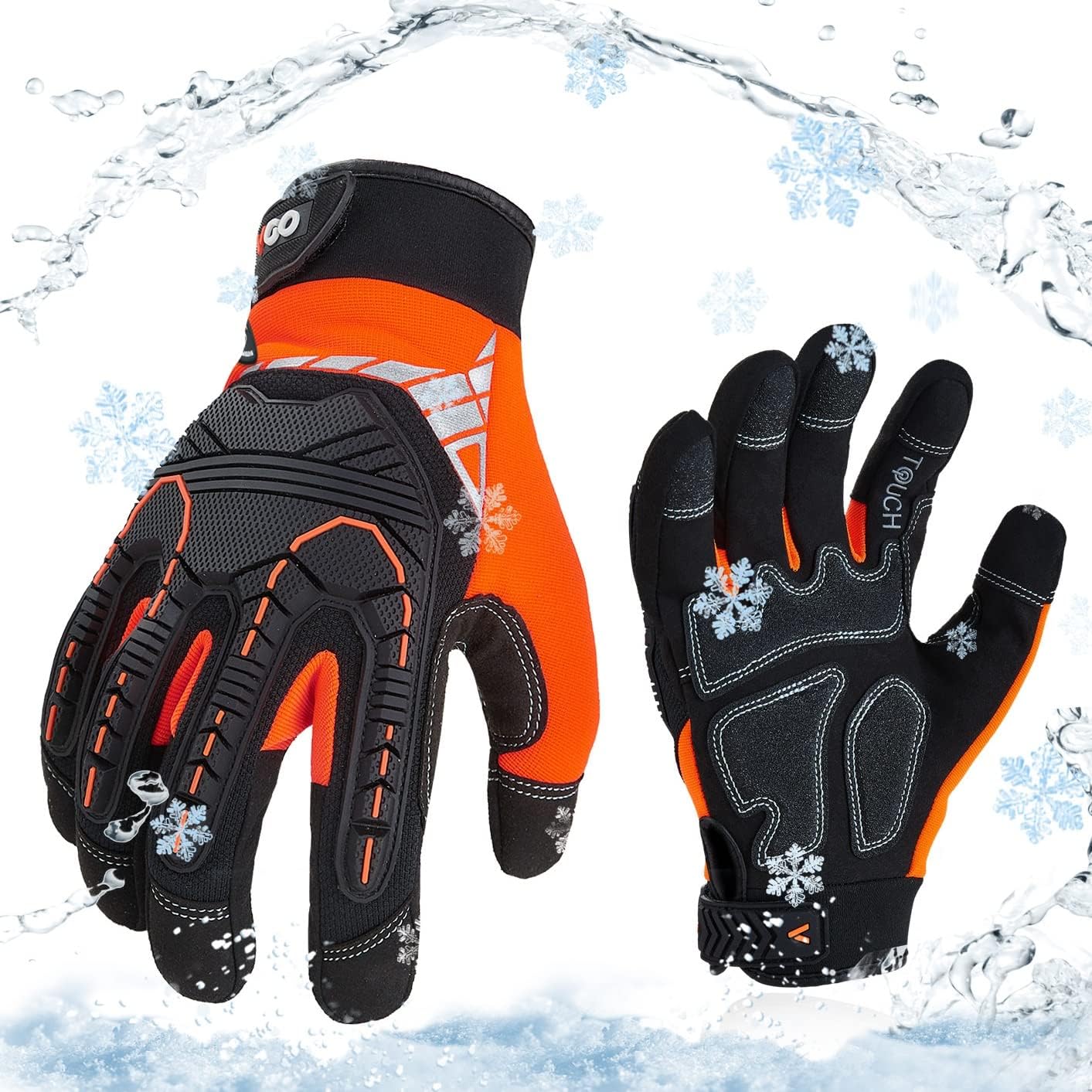 Vgo... Waterproof Winter Gloves Touchscreen: Warm, Heavy‑Duty Safety Gloves for Cold Weather