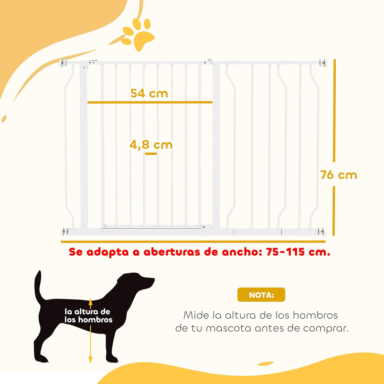 Detalle de PawHut Barrera Extensible 75-115 cm para Perros