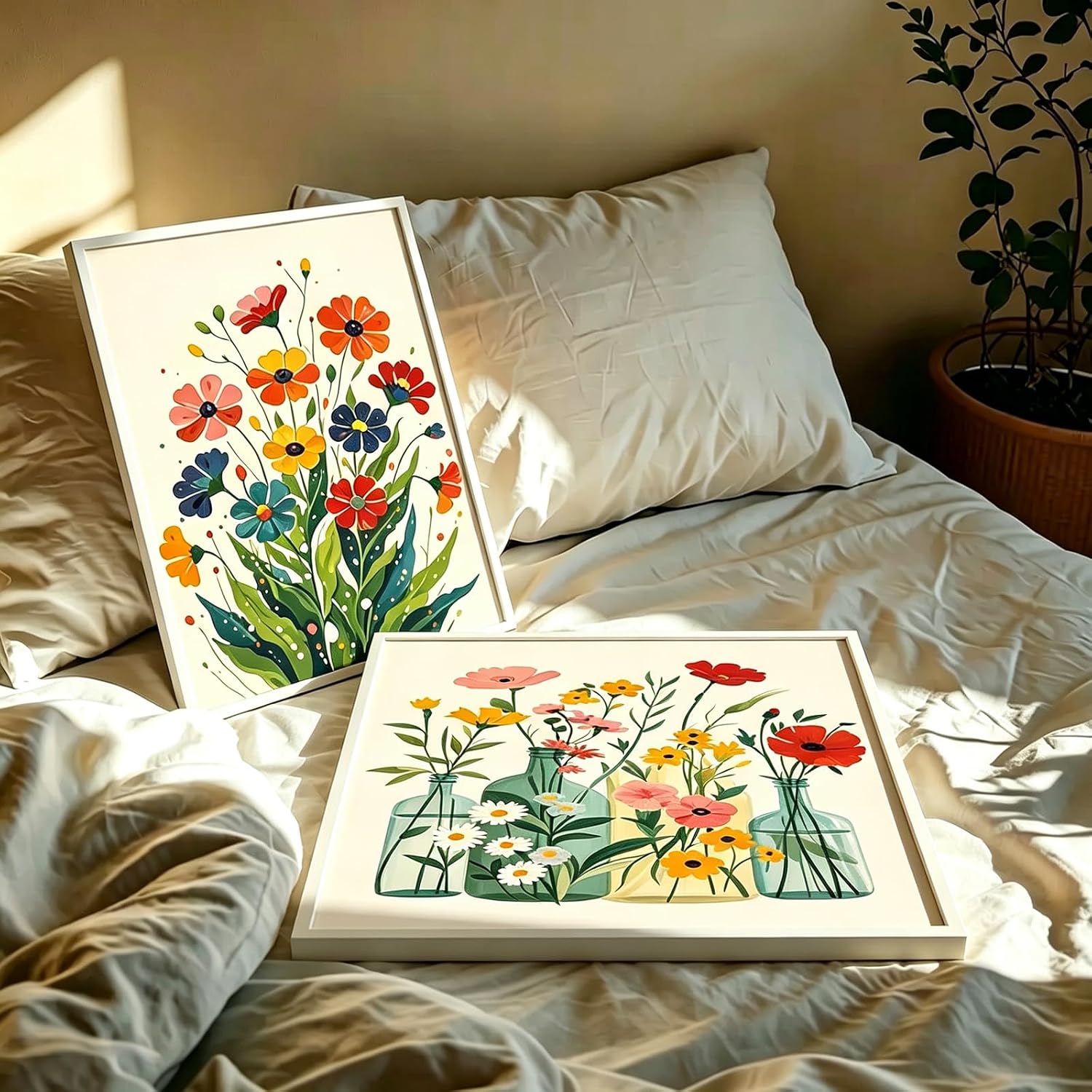 Thumbnail 2 de Yveszomi 2 Pack Paint by Numbers for Adults with Frame – Flowers 8x12in