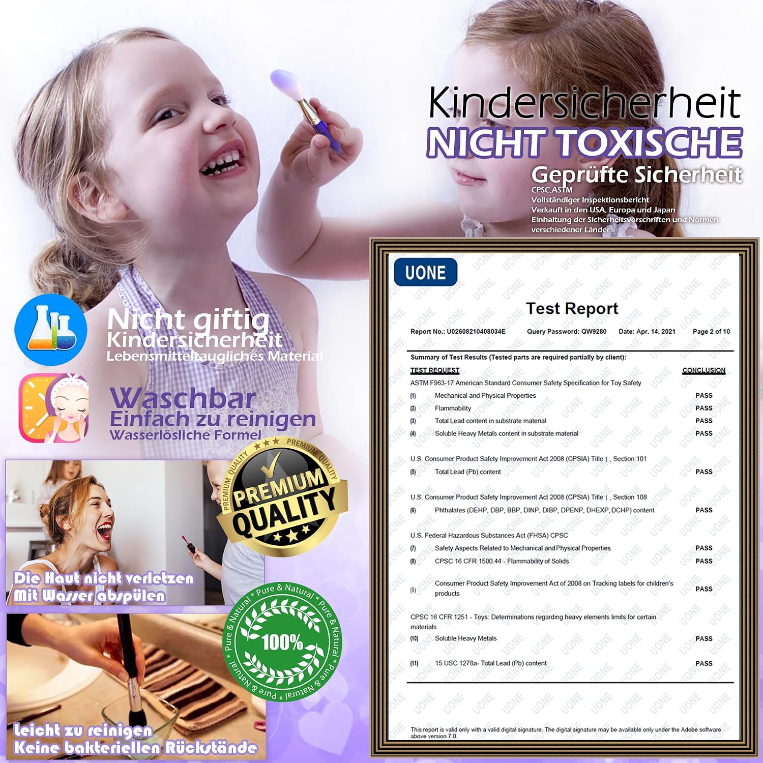 Detalle de Kinderschminke Set Make-up Set „Dark Light Purple“ – 57-teiliges Kinder-Schminkkoffer-Spielzeug für Mädchen (4–12 Jahre)