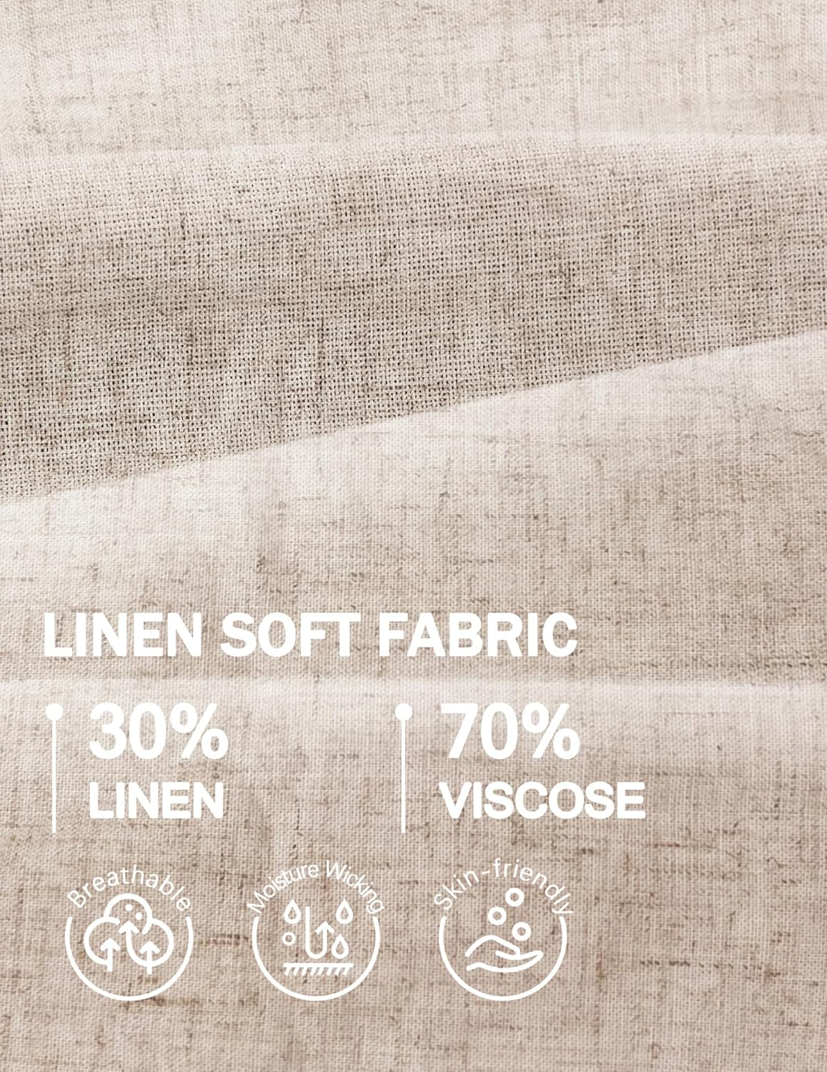Detalle de COOFANDY Mens Casual Linen Shorts with Elastic Waist and Pockets