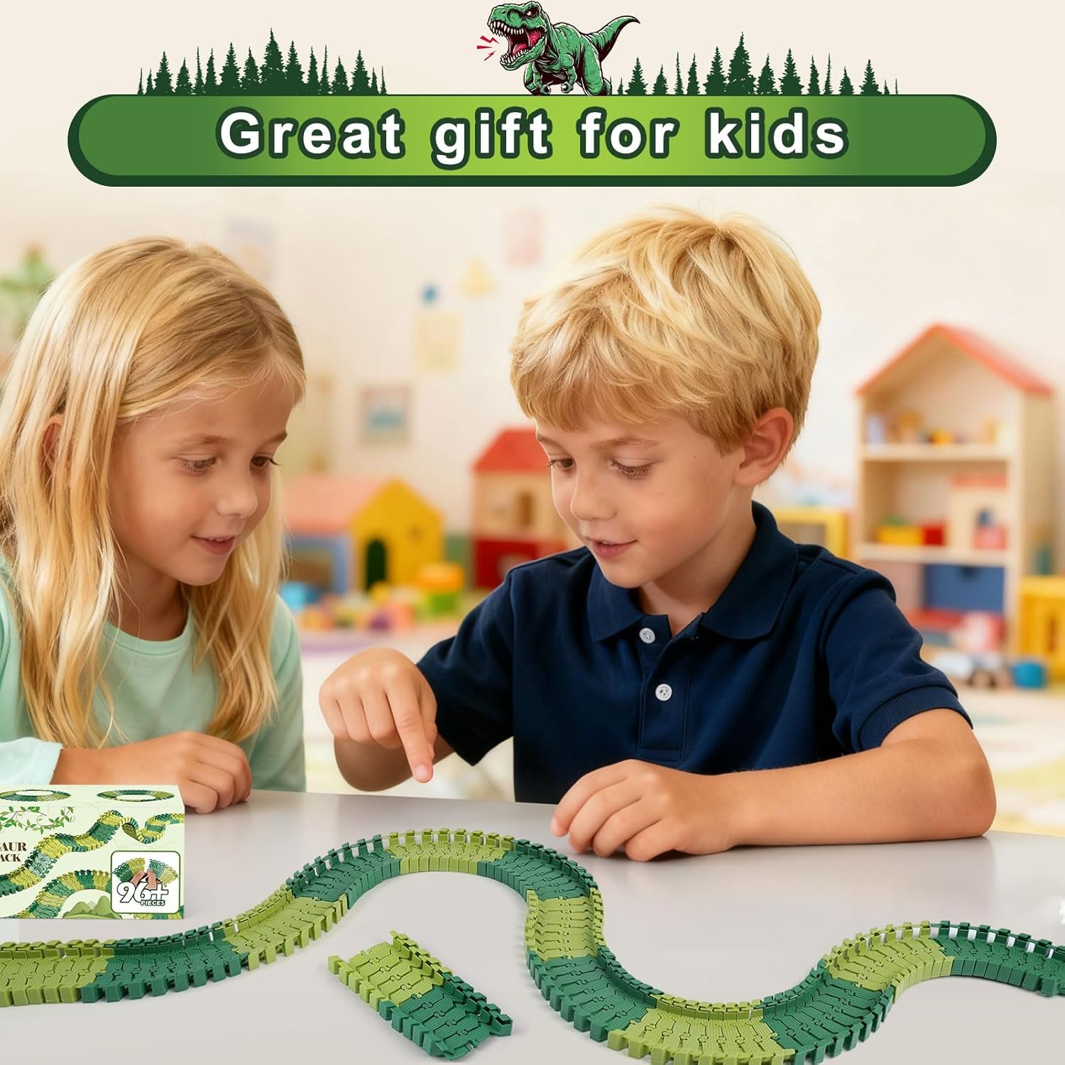 Thumbnail 5 de ToyFuntasy 96-Piece Dinosaur Flexible Track Expansion Kit