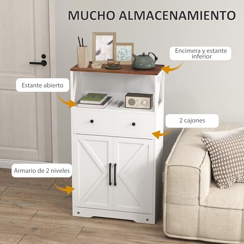 Thumbnail 3 de HOMCOM Aparador Multiusos Blanco 60x31x108 cm 🏡