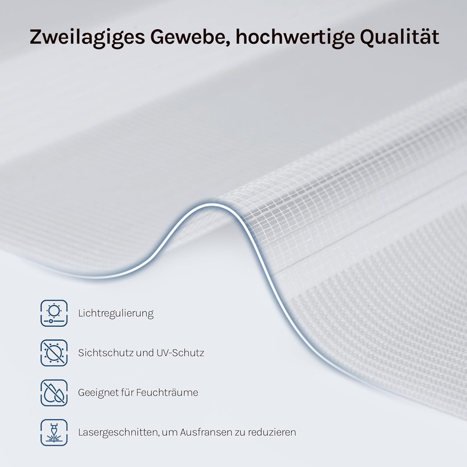 Thumbnail 4 de WOLTU Doppelrollo Klemmfix ohne Bohren Grau – Zebra-Rollo für innen, B120 x H150 cm