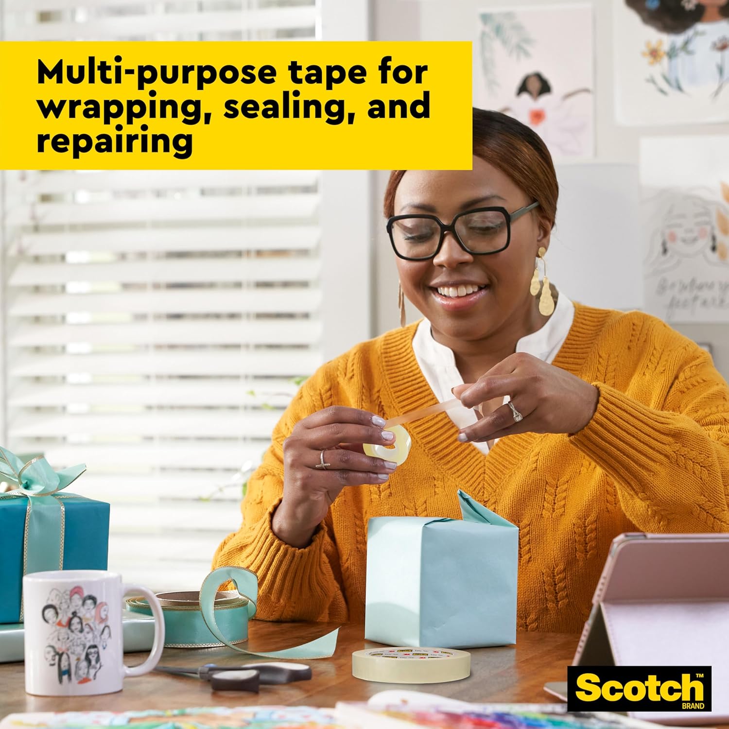 Detalle 2 de Scotch Transparent Tape, 8 Rolls (19 mm x 33 m) – General Purpose Clear Tape for Home, School, and Office