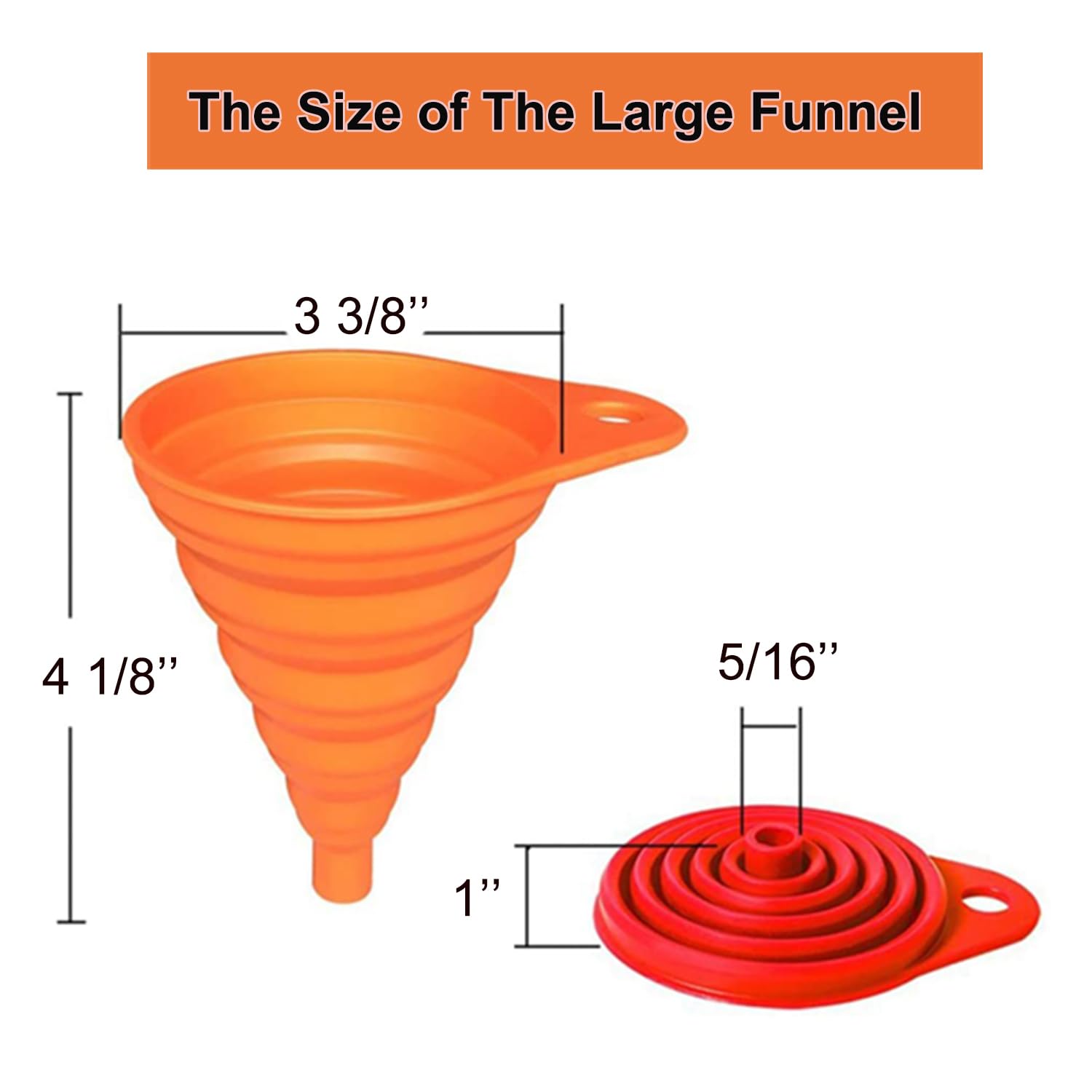 Detalle 2 de KongNai 4 Small-2 Large 6 Pack Collapsible Silicone Funnels