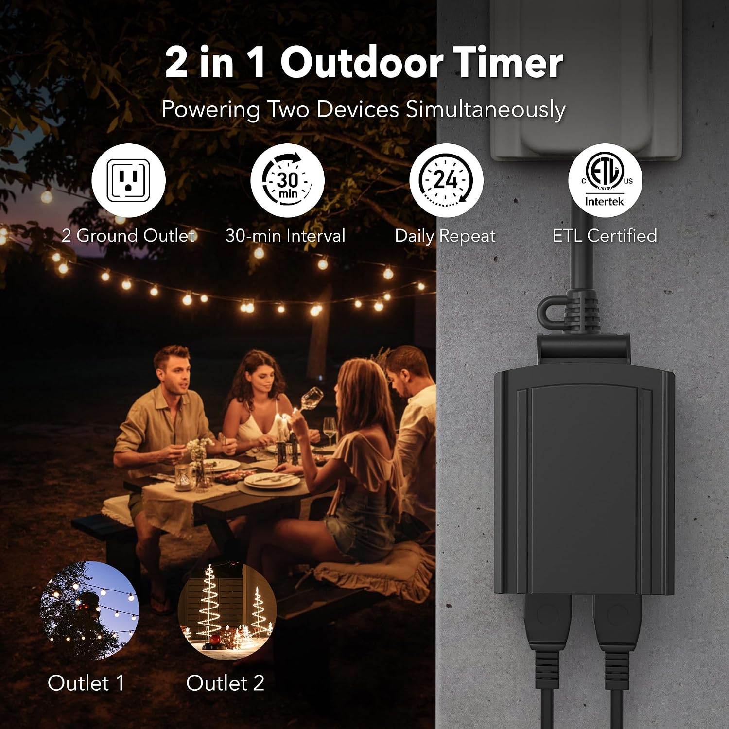 Detalle 2 de BN-LINK Outdoor Timer Outlet 30-Minute Intervals