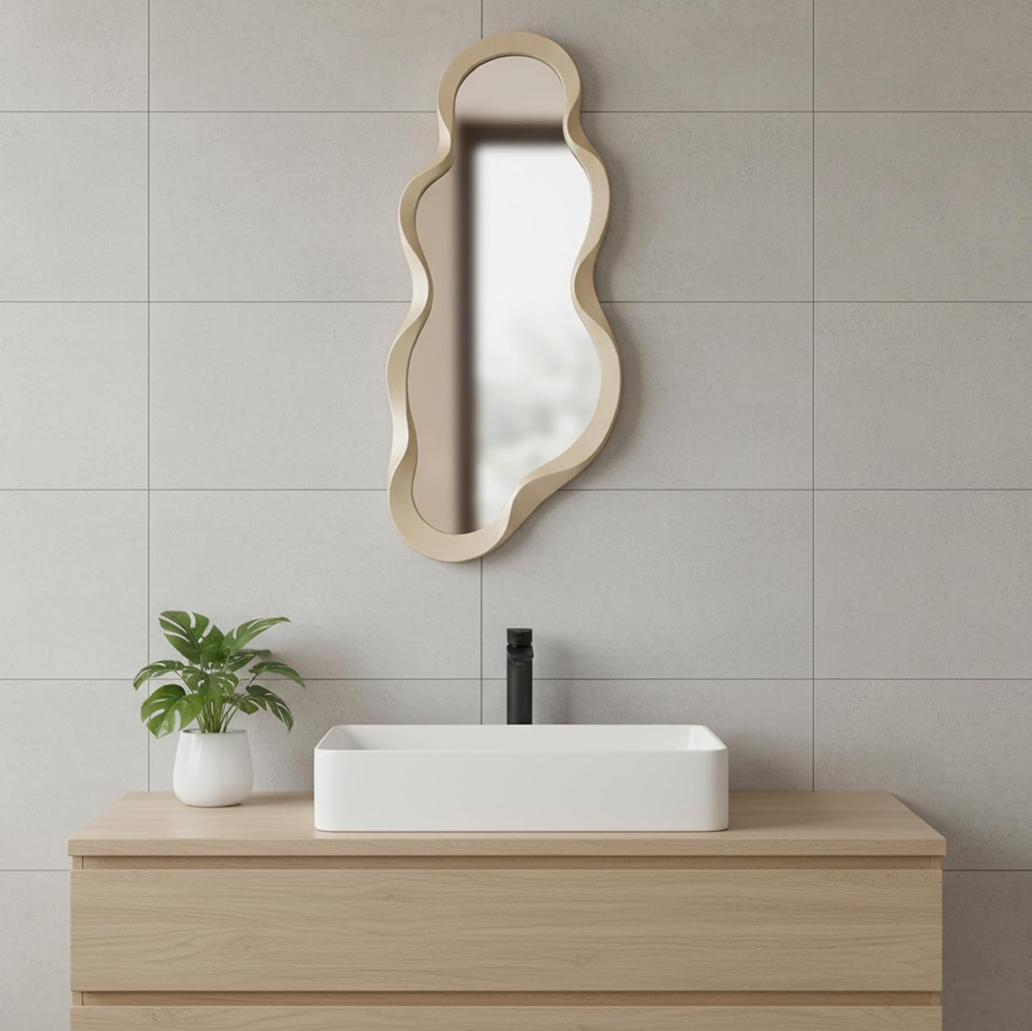 Thumbnail 4 de Baroni Home Specchio da Parete con Cornice Ondulata in Plastica – 35x76 cm