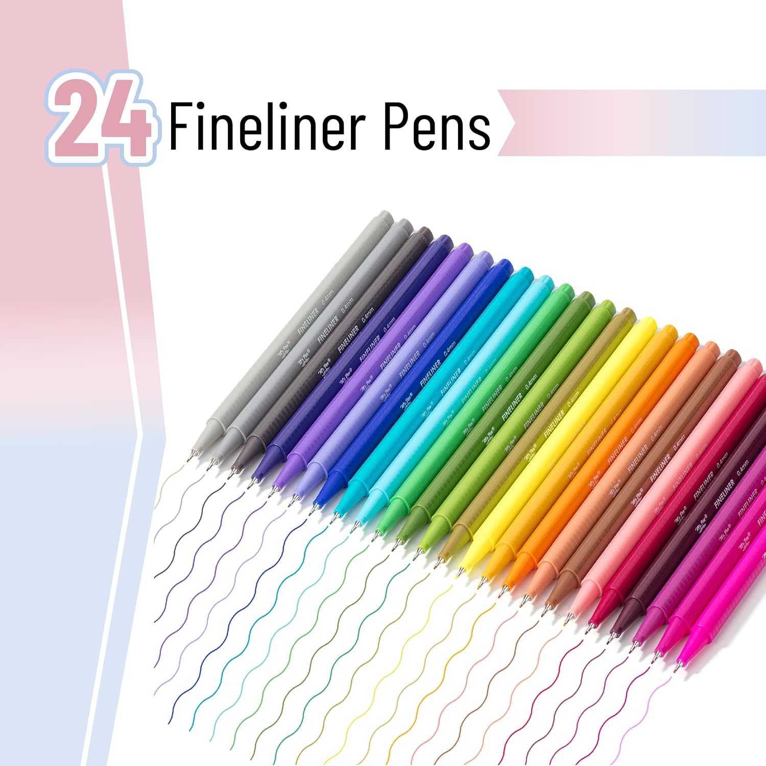 Thumbnail 1 de Mr. Pen IHKP024M442NP Colored Fineliner Pens, 24 Colors, 0.4mm Tip