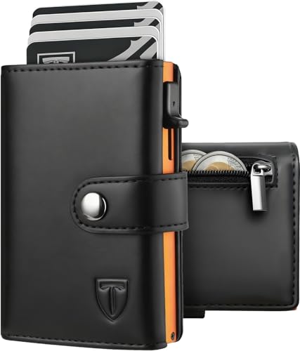 Detalle de TENBST Portafoglio Uomo Ultrasottile con protezione RFID – 7 slot carte, tasca portamonete e rivestimento premium