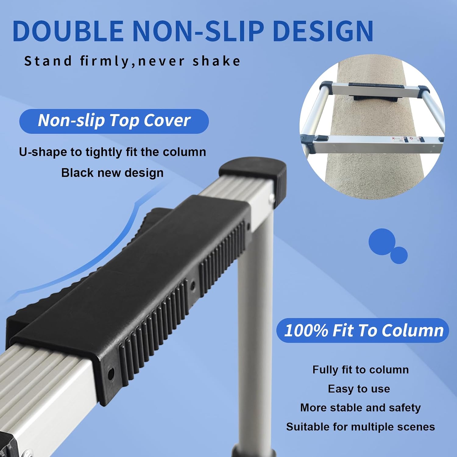 Detalle de JADDUO 29.5 FT Telescoping Aluminum Ladder with Hooks, Wheels & Stabilizer Bar