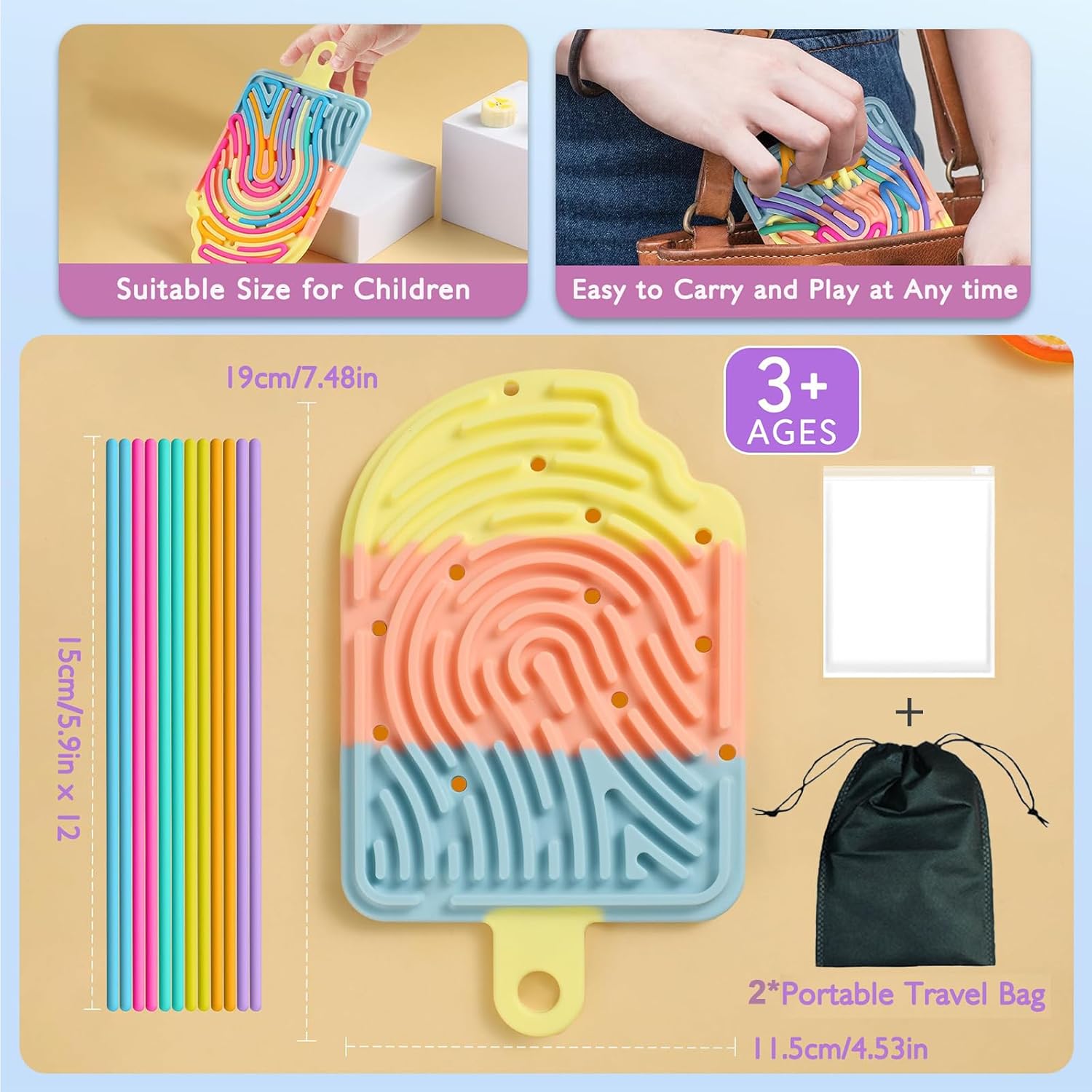 Detalle 2 de Afufu Tablero Sensorial de Silicona 12 cordones