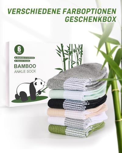 Thumbnail 6 de inaWarm Bambus Sneaker Socken Damen, 6 Paar, atmungsaktiv, Schwarz (Größe 39–42)
