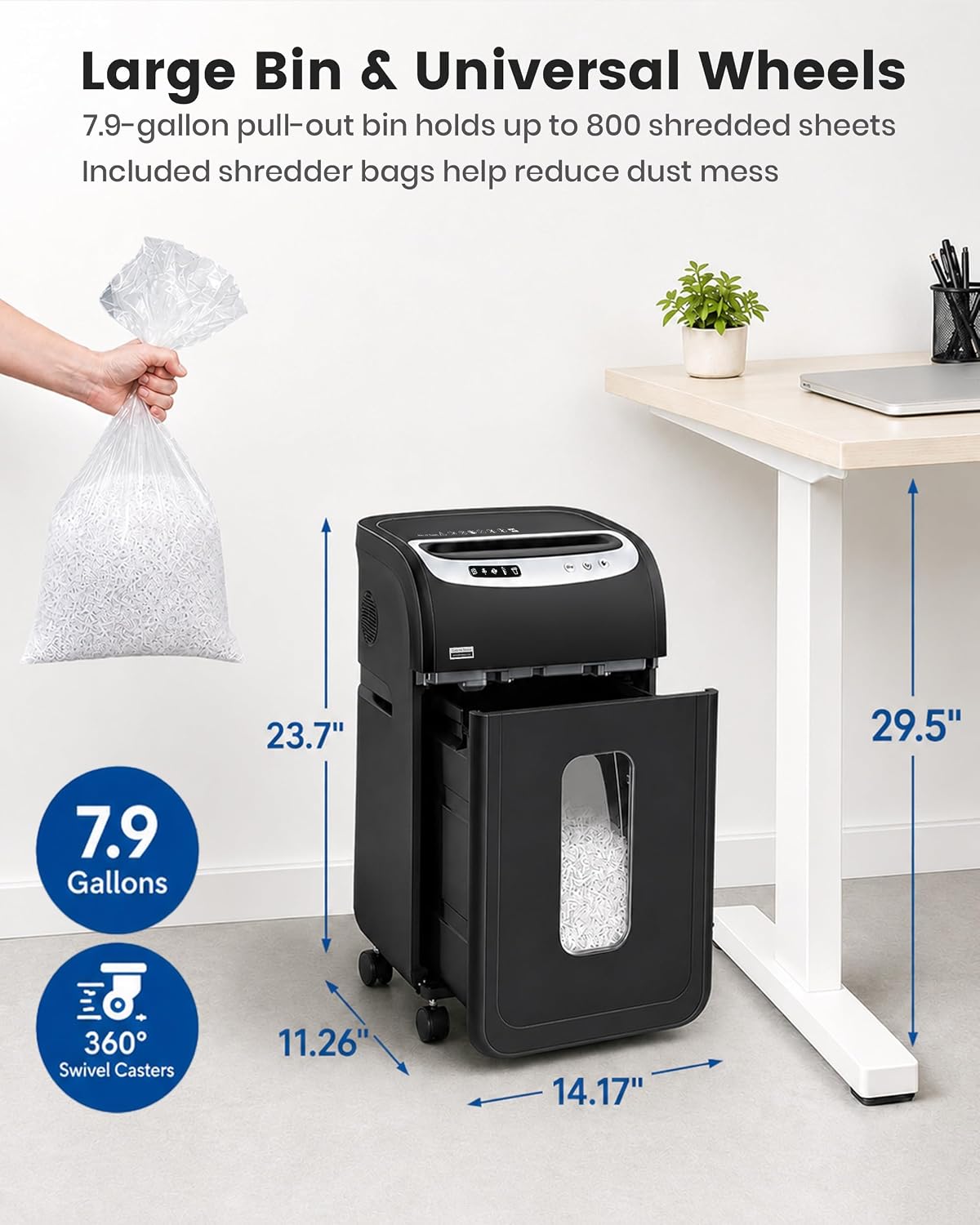 Thumbnail 4 de VidaTeco OS2502 20-Sheet Cross-Cut Paper Shredder, P-4, 60-Minute Runtime