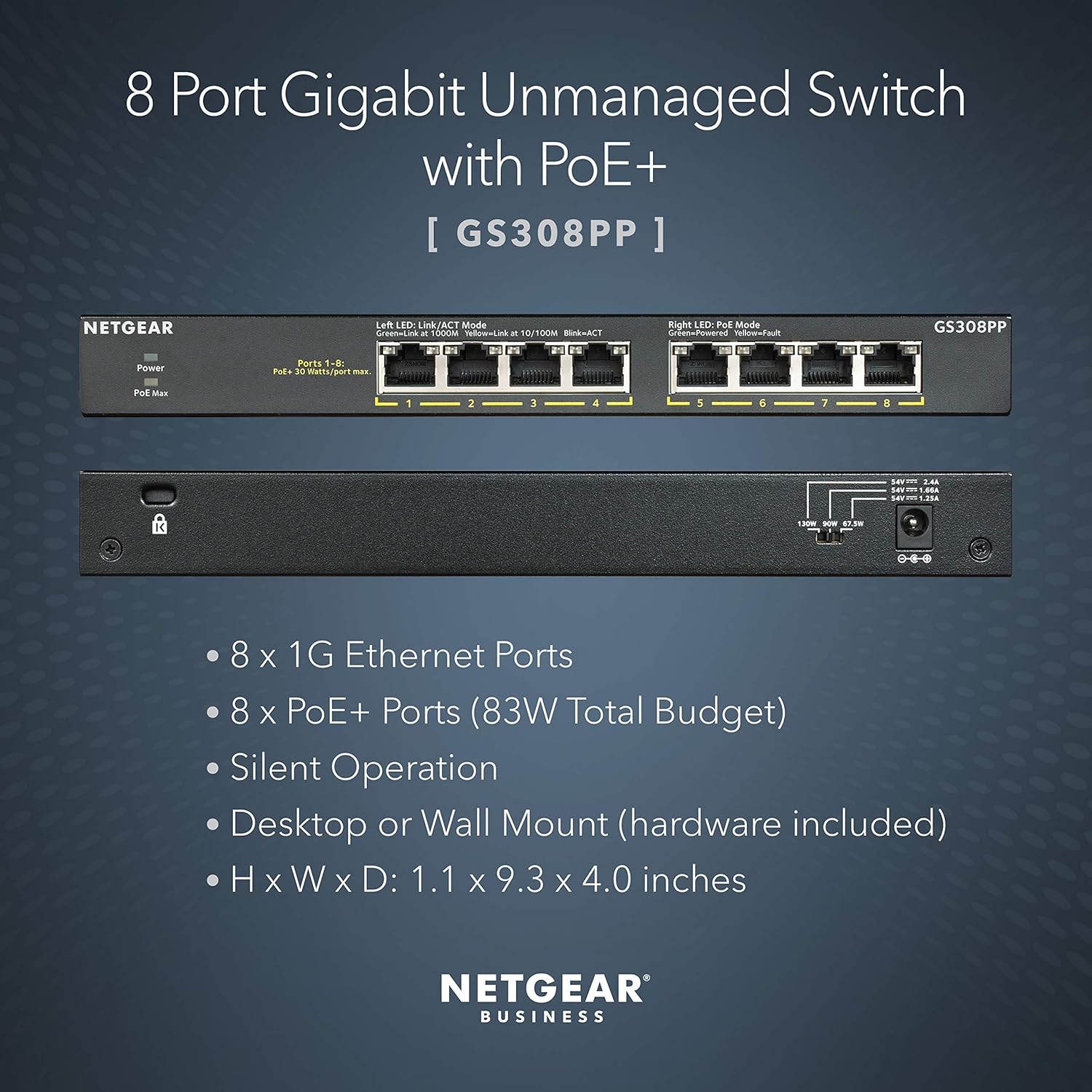 Thumbnail 1 de NETGEAR GS308PP 83W 8‑Port PoE Switch