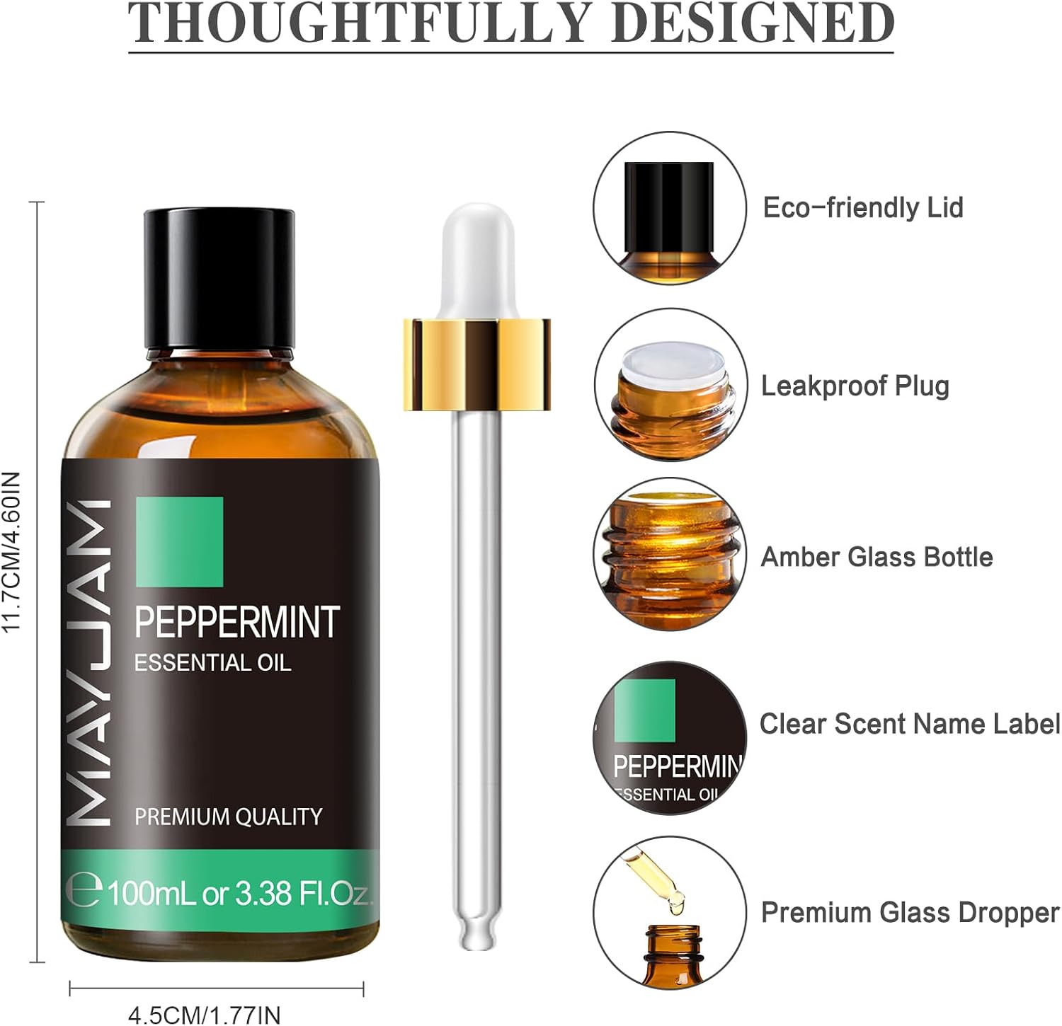 Thumbnail 4 de MAYJAM Peppermint Essential Oil, 100 mL Amber Glass Bottle with Dropper