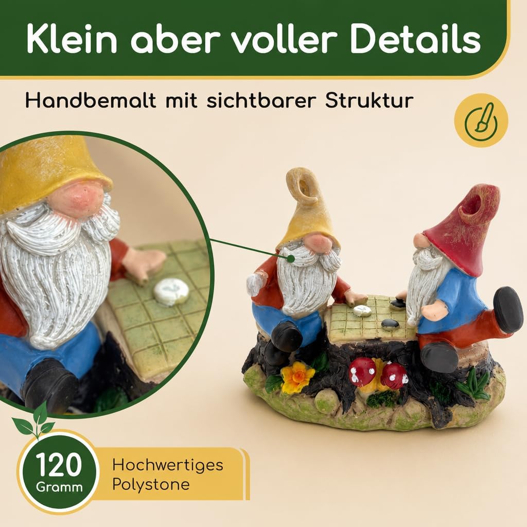 Detalle de MIJOMA Gartenzwerge Dekofigur wetterfest – Zwerge auf Wippe und im Spiel, 13x10x6 cm