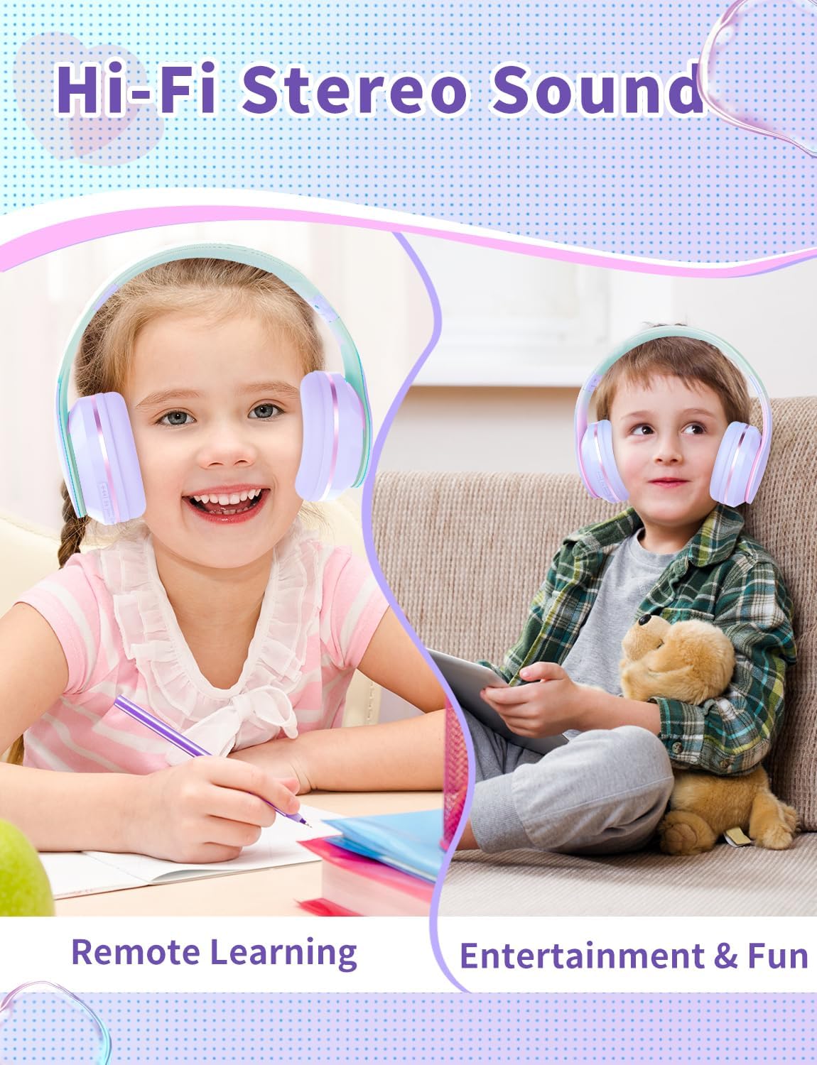 Thumbnail 4 de Xunpuls Cuffie Bluetooth per bambini: over‑ear, comode, pieghevoli e versatili