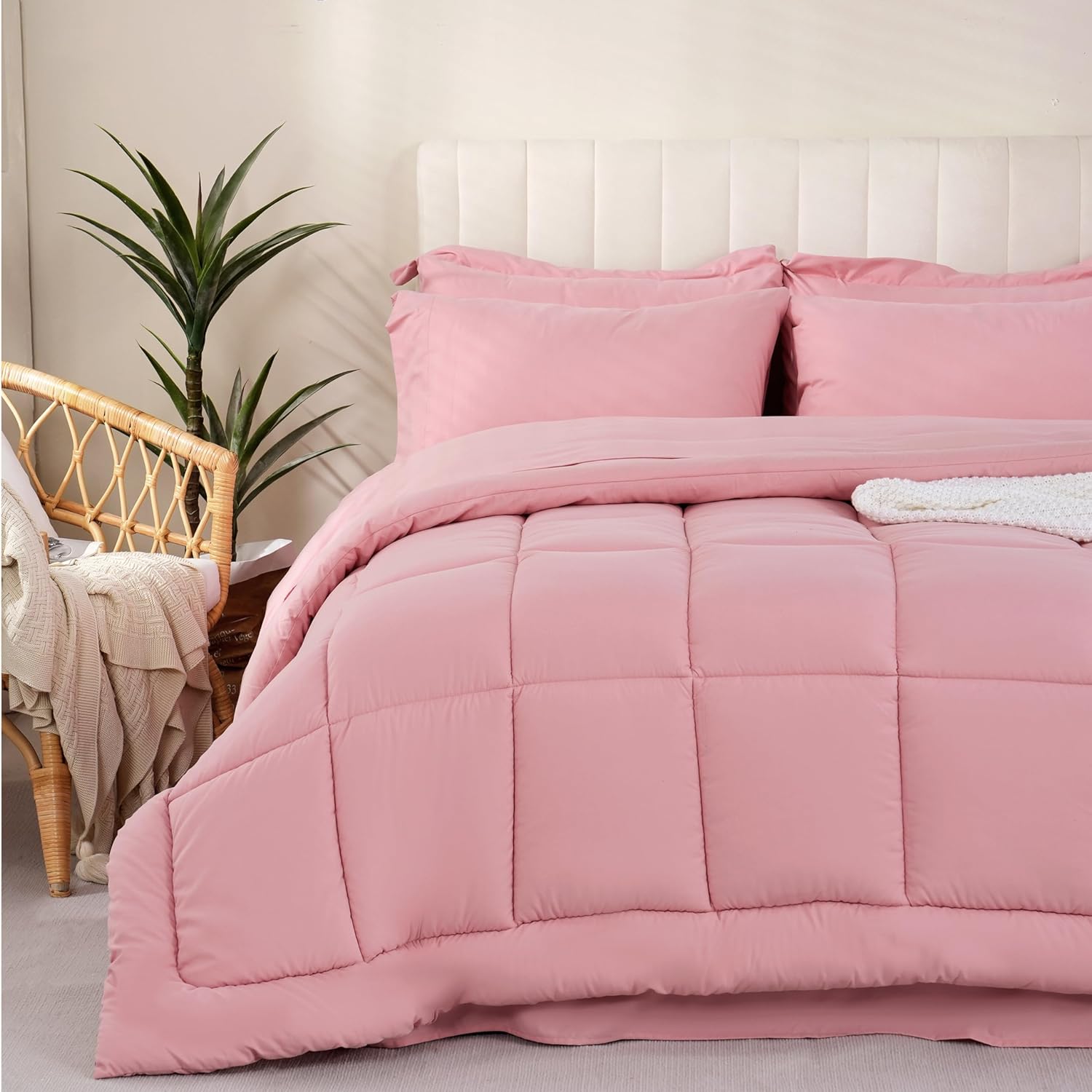 Thumbnail 6 de DOWNCOOL 1 Queen Comforter Set, 7-Piece Pink Microfiber Bedding