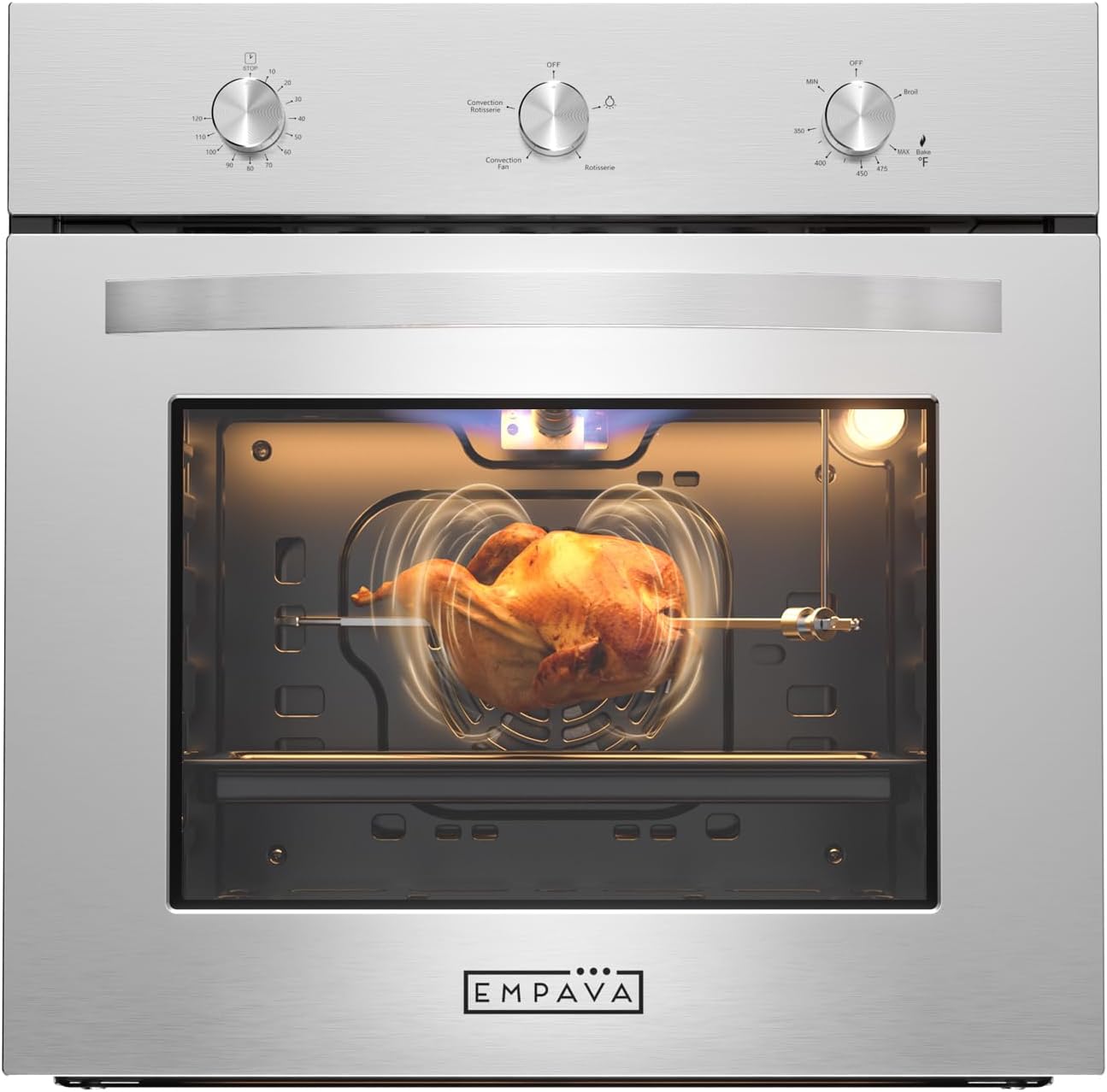 Detalle de Empava EMPV-24WO08 24-Inch Natural Gas Wall Oven with Convection and Rotisserie