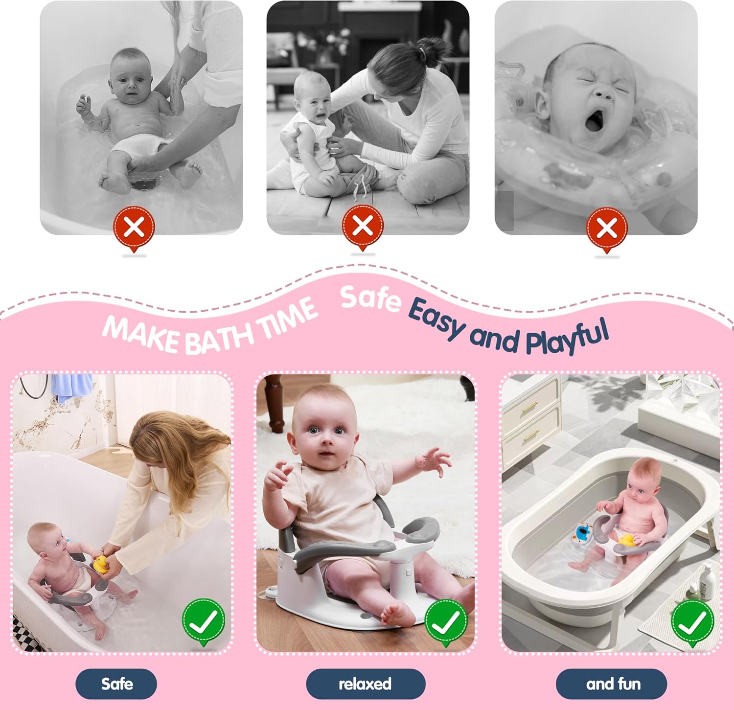 Thumbnail 4 de babove Baby Bath Seat for Babies 6 Months & Up (Pink) with Thermometer Sticker