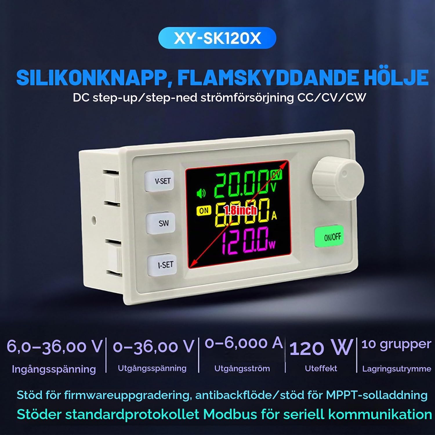 Thumbnail 6 de Heemol SK120X justerbar buck-boost-omvandlare, digital styrning, 120 W, 6 A
