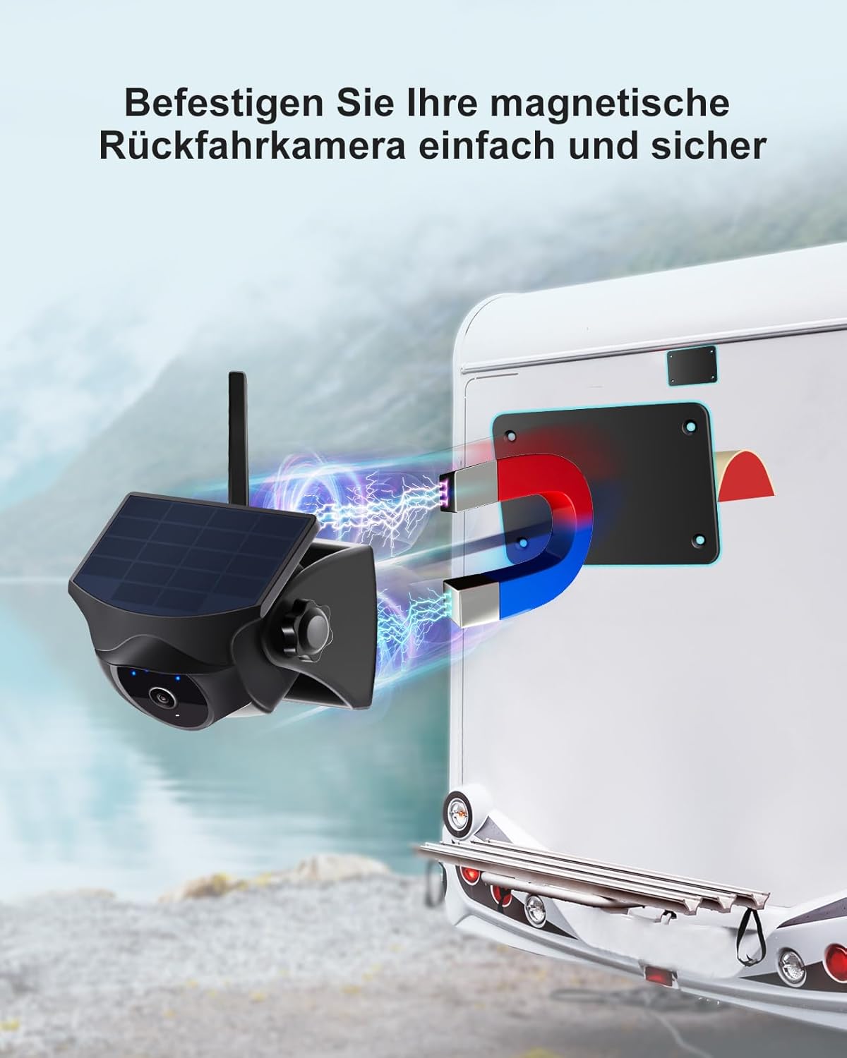 Detalle de Metallplatte für Magnetische Rückfahrkamera (11,6 × 8 cm) – robustes Montagebase für Wohnmobile, Anhänger und LKWs