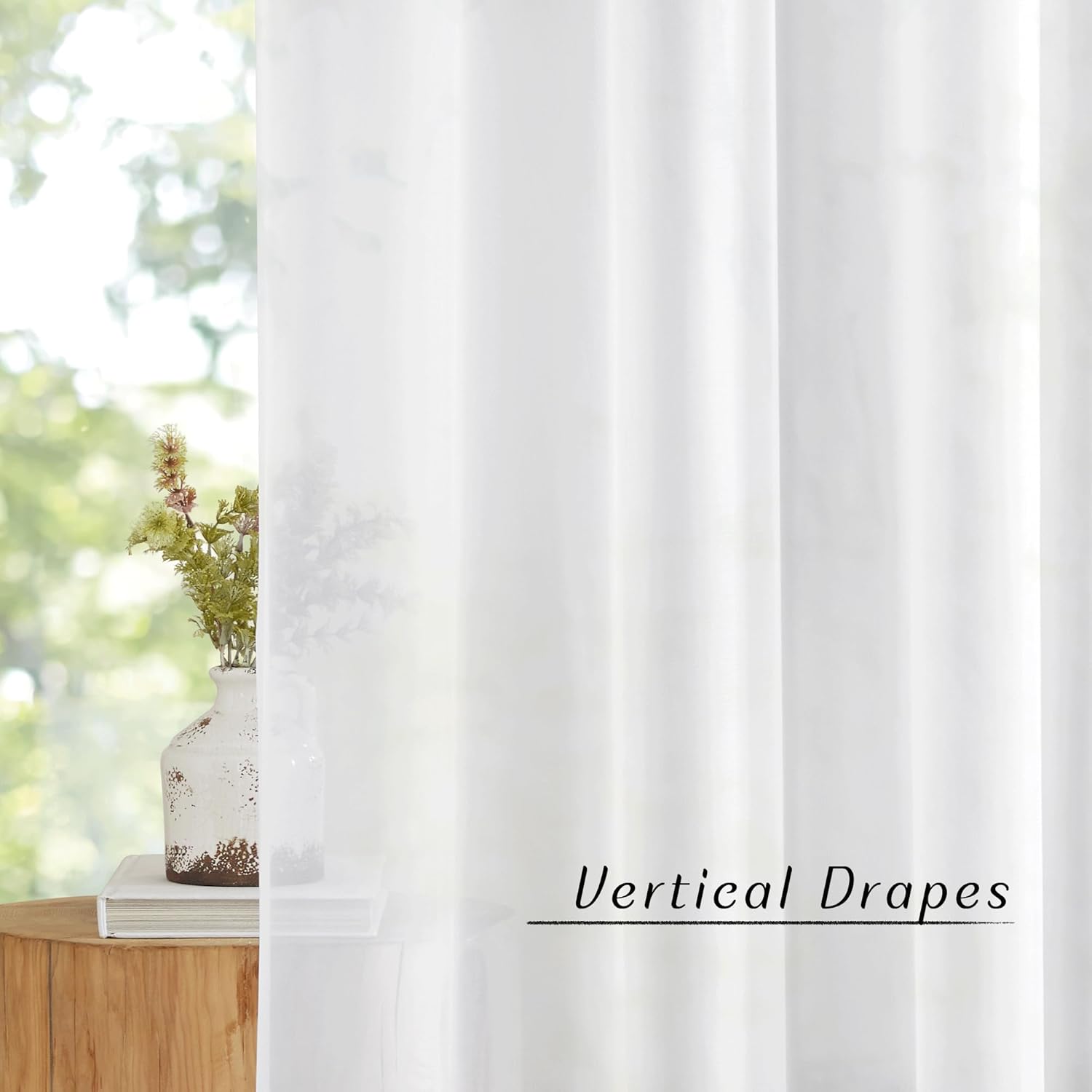 Detalle 2 de NICETOWN White Sheer Curtains & Drapes, 54x96, Grommet Top (2 Panels) — Light Filtering Voile for Living Room or Bedroom