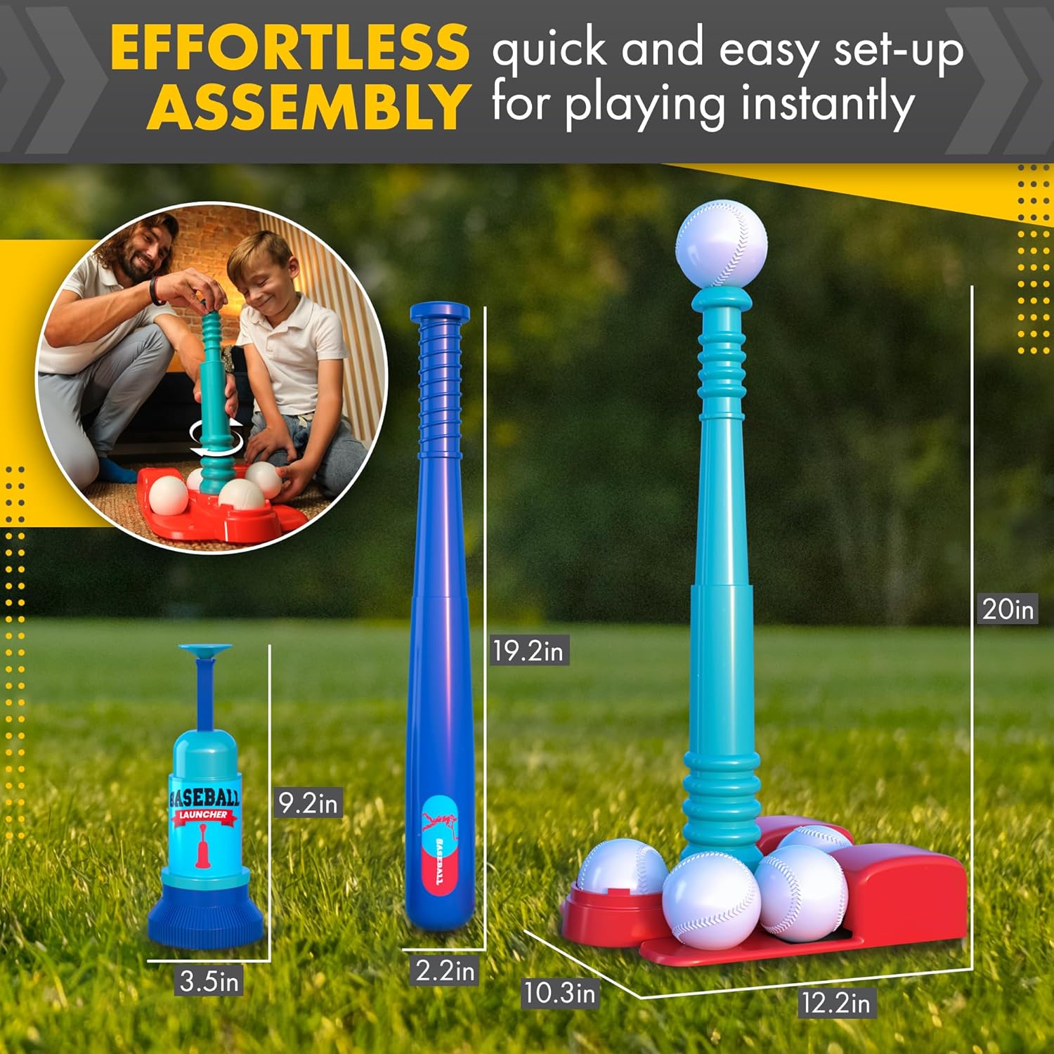 Thumbnail 4 de T Ball Stand for Kids and Toddlers 1-3, 3-5, 5-8 – Includes 6 Large Balls, Adjustable Tee, and Pitching Machine