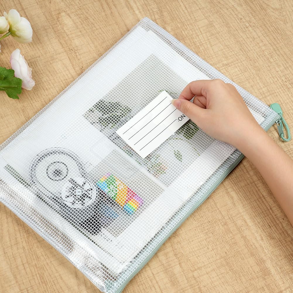Thumbnail 3 de Vicloon Dokumententasche A3+A4+A5 (15-teilig) – wasserdichte Mesh-Reißverschlusstaschen mit Etikett (weiß)