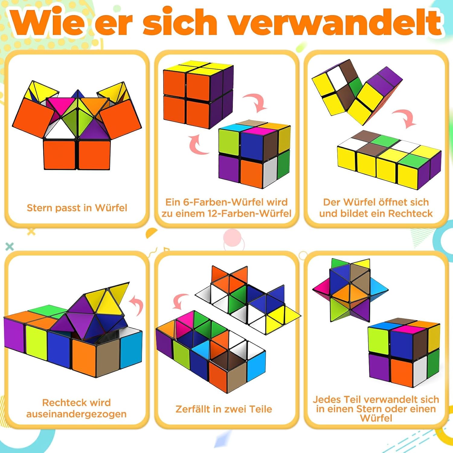 Thumbnail 2 de Euclidean Cube Euclidean Cube Sternenwürfel Zauberwürfel-Set – Verwandlungswürfel aus ABS, 5,5 cm